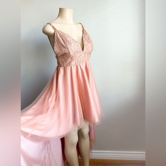 NWT Windsor Formal High Low Tulle Floral Embroidery Gown Maxi Dress Prom Wedding - Picture 6 of 11